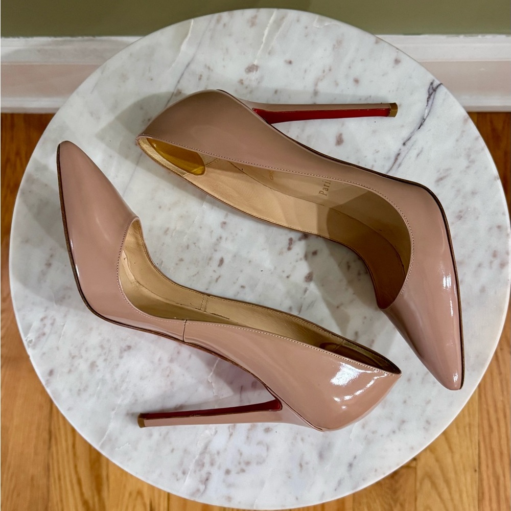 Christian Louboutin Tan and Red Stiletto Heels